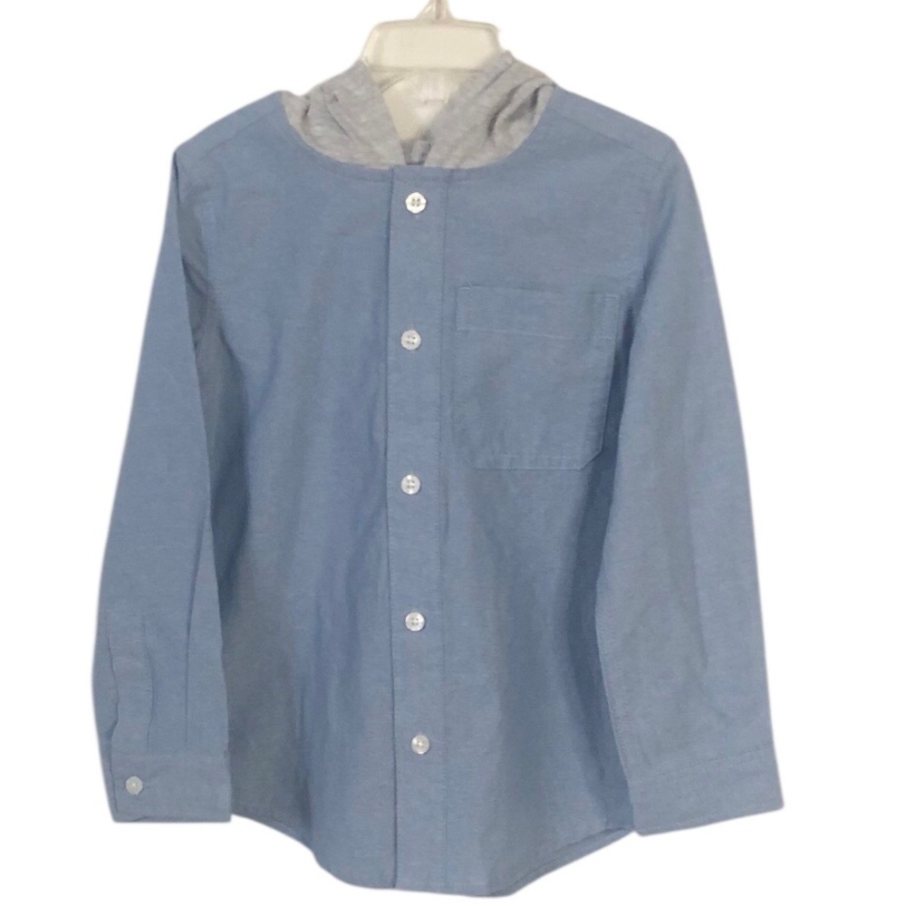 Lucky Brand Light Blue Kids Button Down Shirt with Hood
